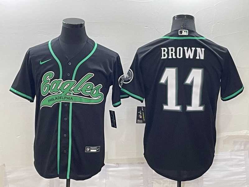 Philadelphia Eagles 11 AJ Brown Black Men's Stitched Cool Base Nike Baseball Jersey,We sell and wholesale Philadelphia Eagles 11 AJ Brown Black Men's Stitched Cool Base Nike Baseball Jersey on line form chian!